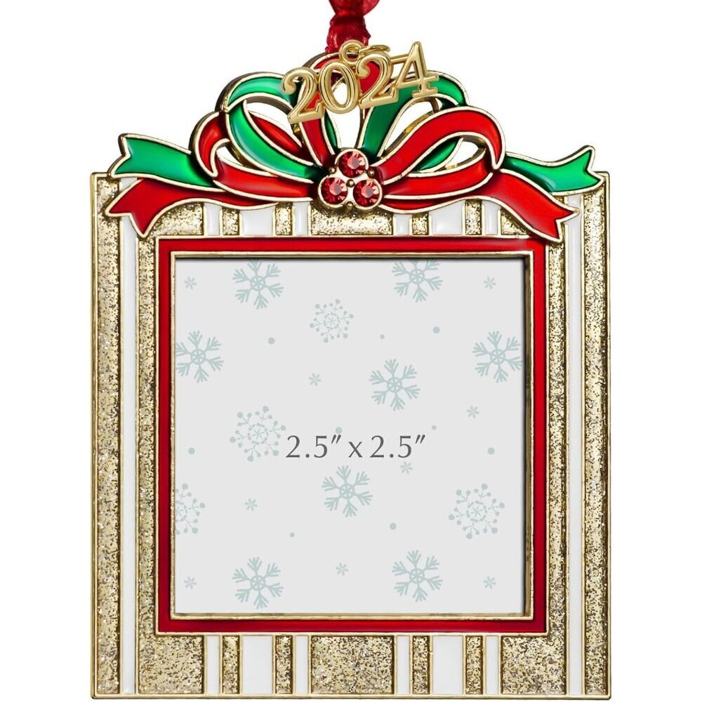 🆕Christmas Tree Ornament Picture Frame Holiday Keepsake Home Decor Pendant Gift